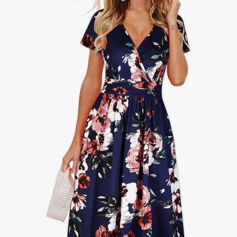 Pink and White Wrap Cocktail Dress